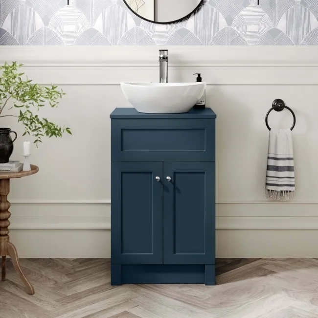 Milos Navy Blue Vanity with Oval Basin 500mm - Chrome Handles