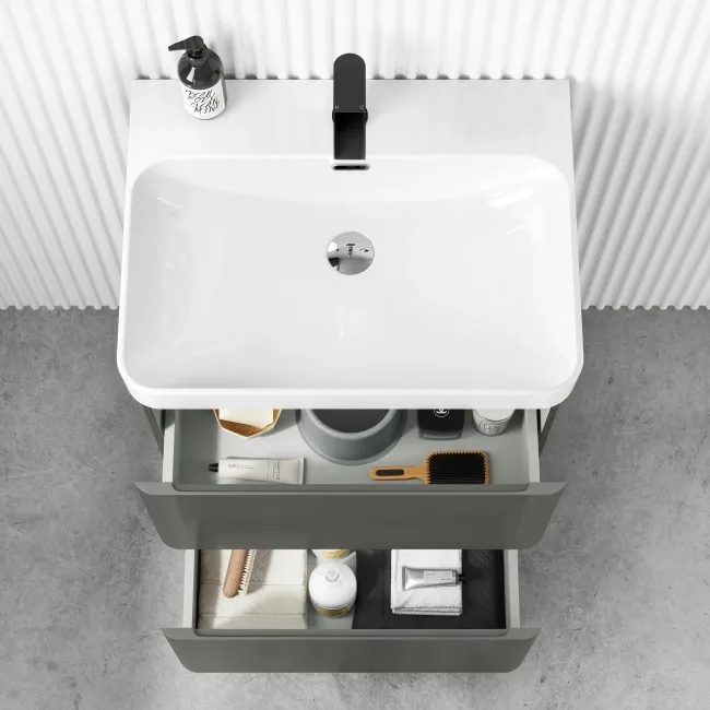 Corsica Tungsten Grey Basin Drawer Vanity 600mm