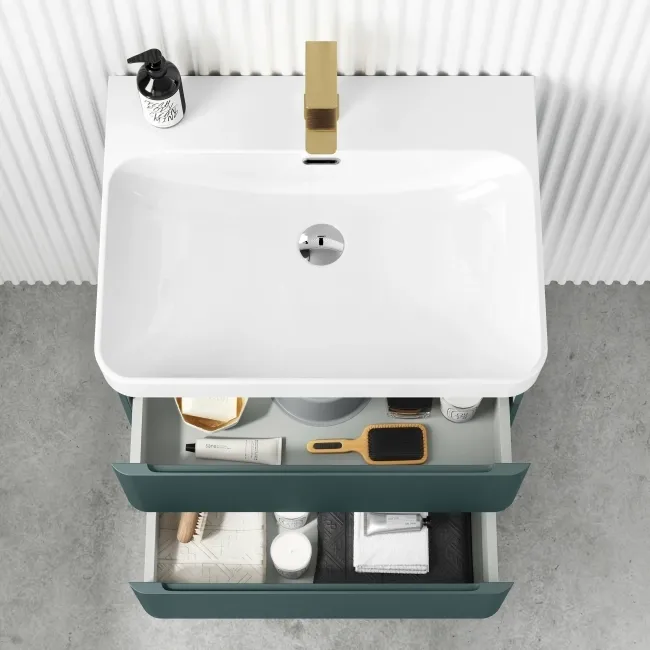 Corsica Midnight Green Wall Hung Basin Drawer Vanity 600mm