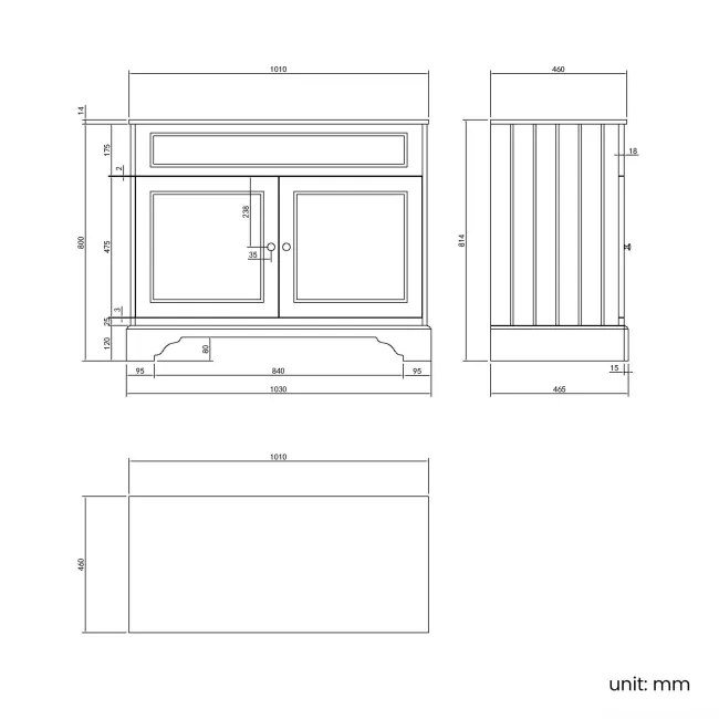 Lucia Inky Blue Vanity with Marble Top & Curved Counter Top Basin 1030mm