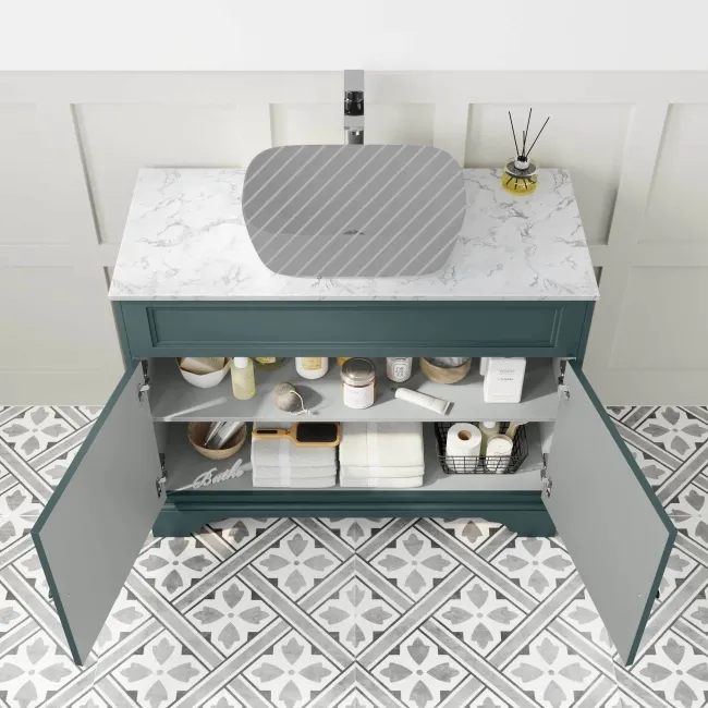 Lucia Midnight Green Cabinet with Marble Top 1030mm - Excludes Counter Top Basin