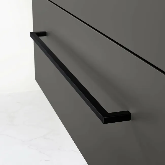 Elba Graphite Grey Wall Hung Basin Drawer Vanity 800mm with Matt Black Stand