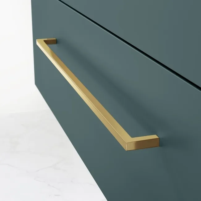 Elba Midnight Green Wall Hung Basin Drawer Vanity 1000mm - Brushed Brass Accents