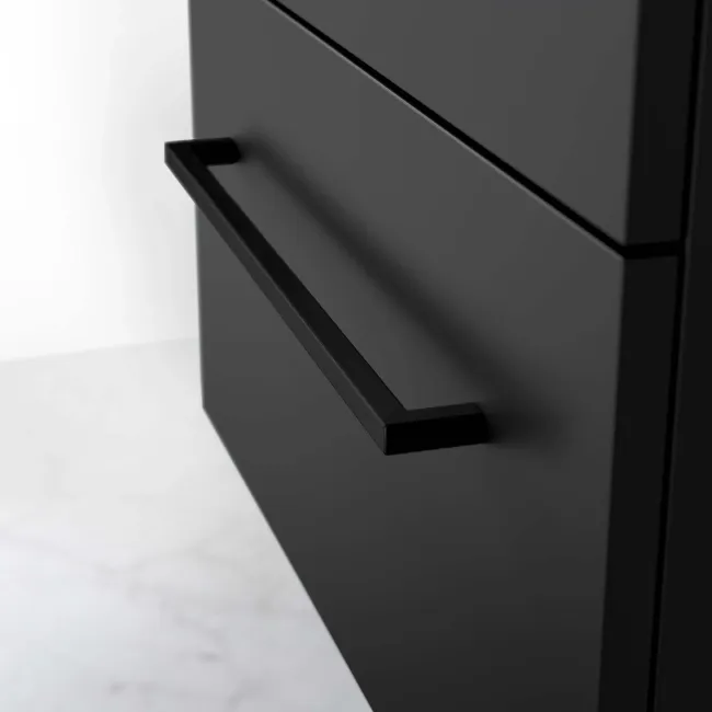 Elba Matt Black Wall Hung Basin Drawer Vanity 600mm with Matt Black Stand