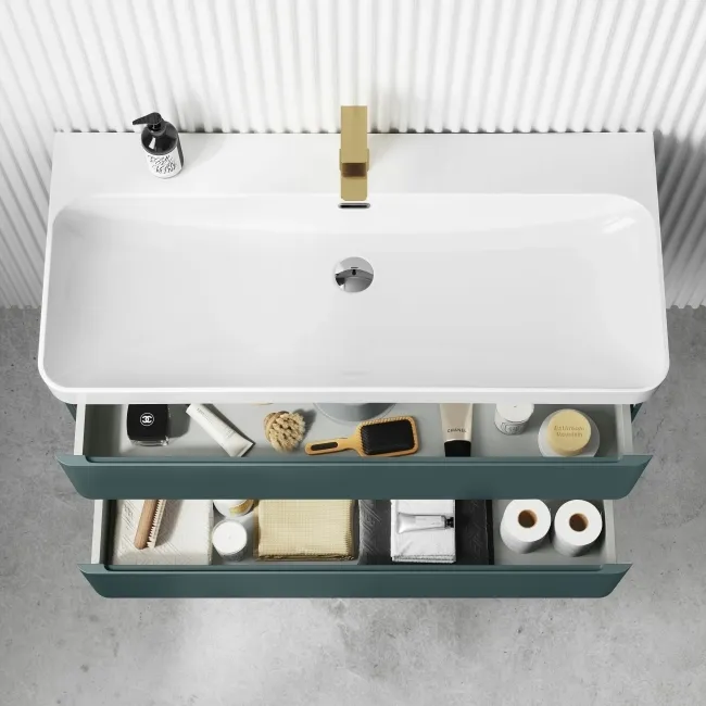 Corsica Midnight Green Basin Drawer Vanity 1000mm