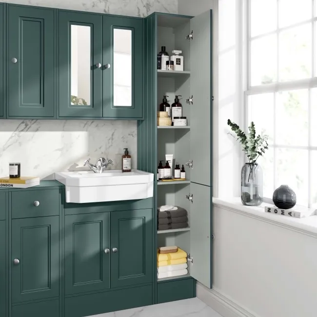 Monaco Midnight Green Floor Standing Tall Cabinet Unit 1900x300mm