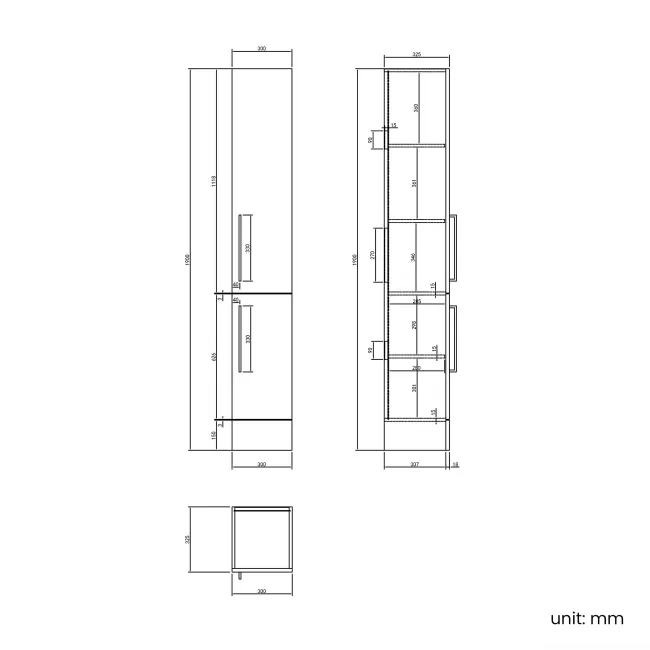 Harper Navy Blue Floor Standing Tall Cabinet Unit 1900x300mm