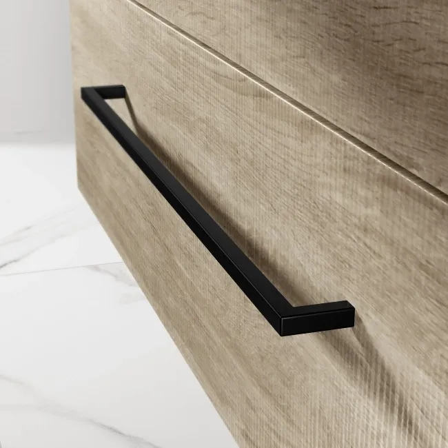 Elba Dawn Oak Wall Hung Drawer Vanity 1000mm Excludes Counter Top Basin - Black Accents