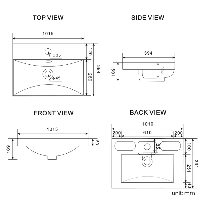 Malta Fluted Black Walnut Wall Hung Basin Drawer Vanity 1000mm