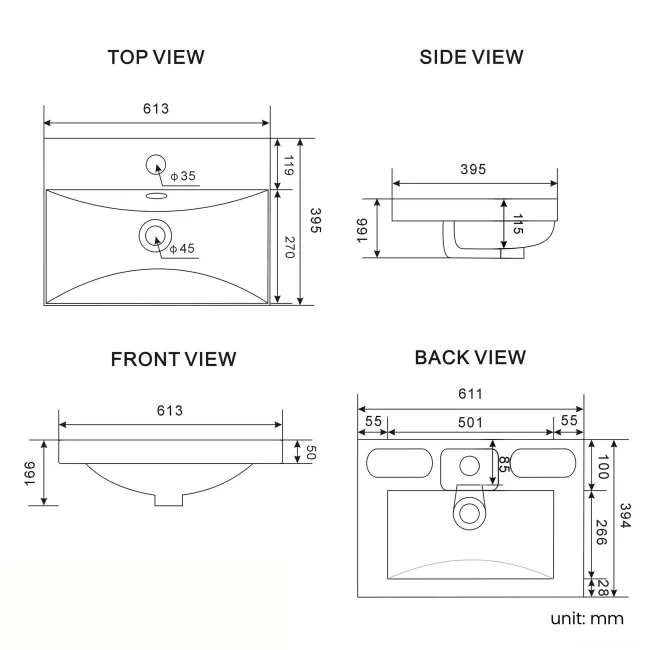 Malta Fluted Matt Black Wall Hung Basin Drawer Vanity 600mm