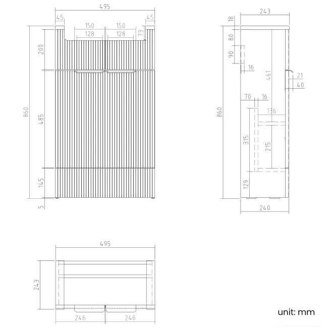 Sicily Fluted Country Oak Combination Vanity Basin with Marble Top & Tucson Toilet 1000mm - Black Accents