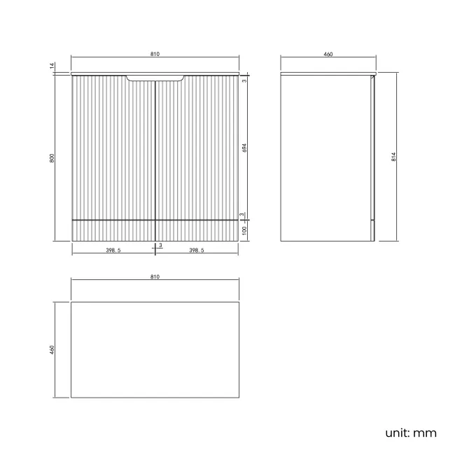 Crete Fluted Apex Oak Vanity with Marble Top 800mm - Excludes Counter Top Basin