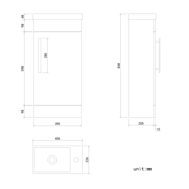 Avon Stone Grey Cloakroom Floor Standing Basin Vanity 400mm and Toilet Set