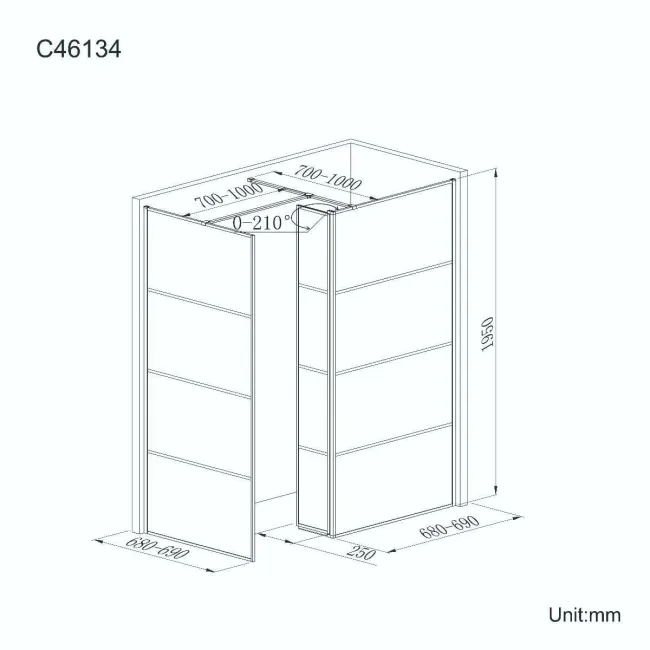 Munich Matt Black Grid 8mm Walk In Shower Enclosure 700mm & 700mm Glass with Pivotal Return Panel