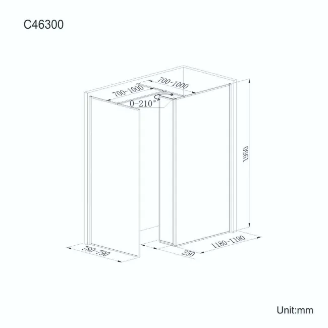 Munich Matt Black Framed 8mm Walk In Shower Enclosure 1200mm & 800mm Glass with Pivotal Return Panel