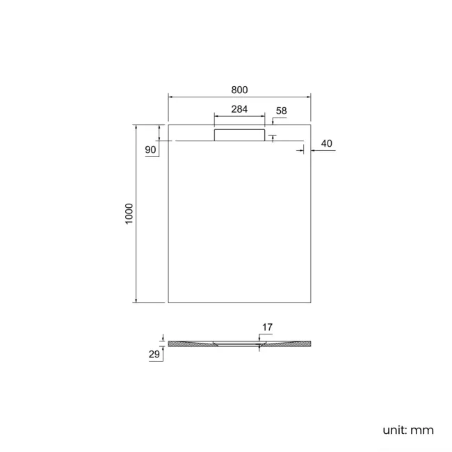 Tokyo Rectangular Matt White Slate Texture Stone Shower Tray 1000x800mm