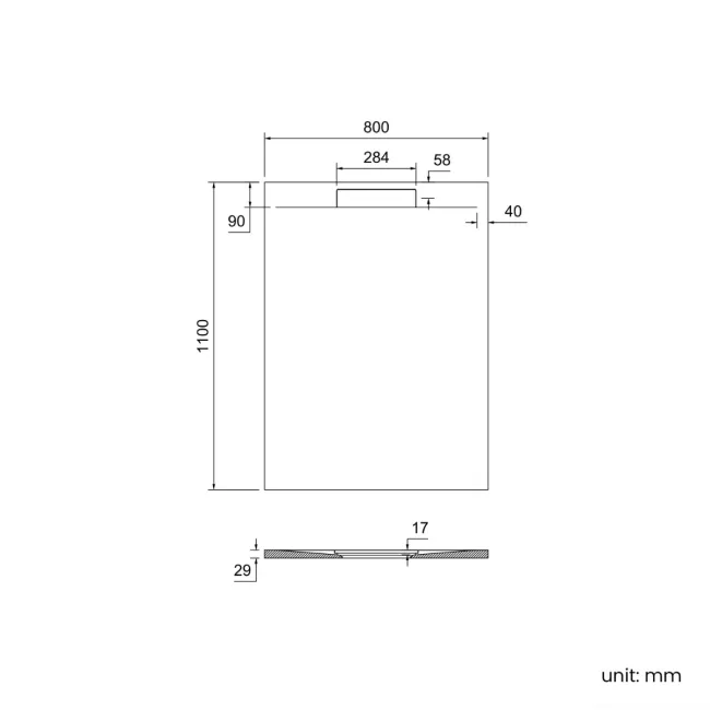 Tokyo Rectangular Matt White Slate Texture Stone Shower Tray 1100x800mm