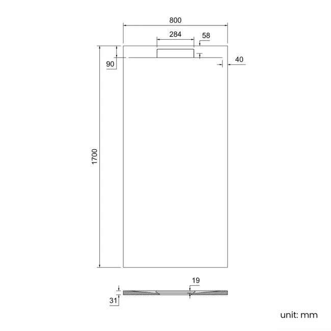 Tokyo Rectangular Matt White Slate Texture Stone Shower Tray 1700x800mm