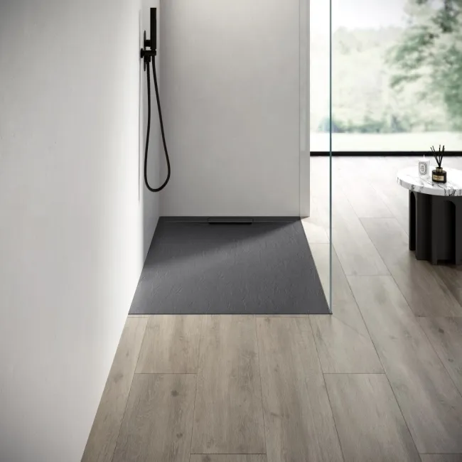 Tokyo Rectangular Matt Grey Slate Texture Stone Shower Tray 1200x700mm