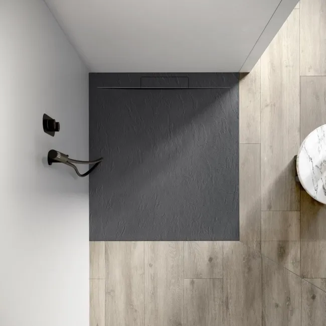 Tokyo Rectangular Matt Grey Slate Texture Stone Shower Tray 1100x800mm