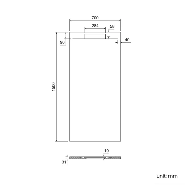 Tokyo Rectangular Matt Black Slate Texture Stone Shower Tray 1500x700mm