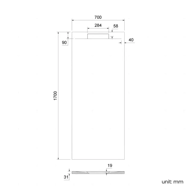 Tokyo Rectangular Matt Grey Slate Texture Stone Shower Tray 1700x700mm