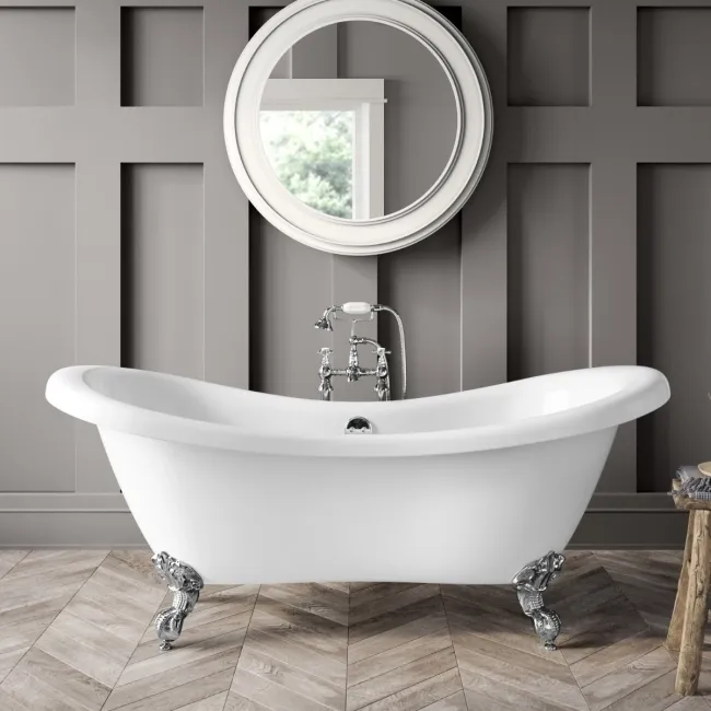 Tonbridge 1750mm Roll Top Bath - Chrome Ball Feet