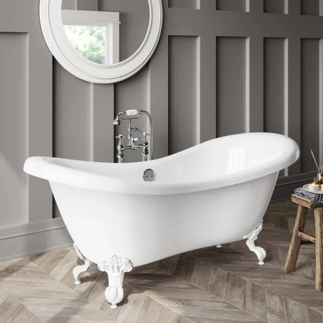 Tonbridge 1750mm Roll Top Bath - White Ball Feet