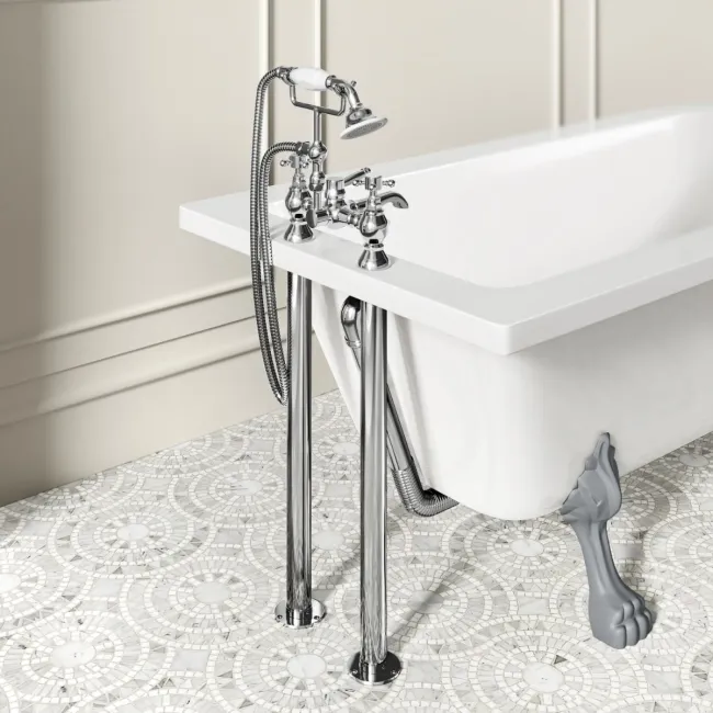 Abingdon 1700mm Single Ended Roll Top Bath - Grey Feet