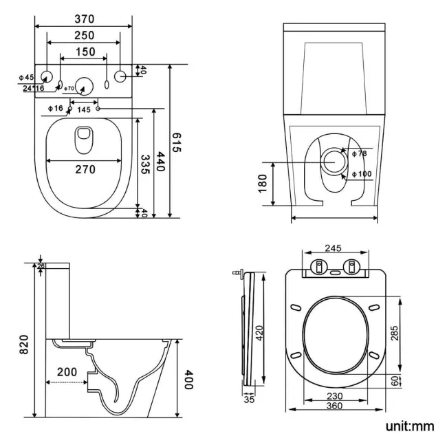 Boston Rimless Close Coupled Toilet With Premium Soft Close Slim Seat