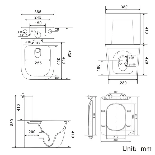 Nevada Rimless Close Coupled Toilet With Premium Soft Close Slim Seat