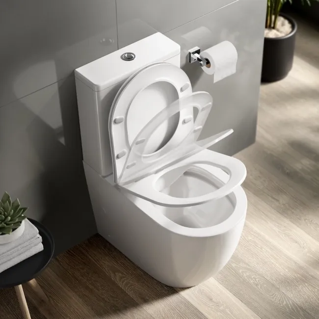Utah Rimless Close Coupled Toilet With Premium Soft Close Slim Seat