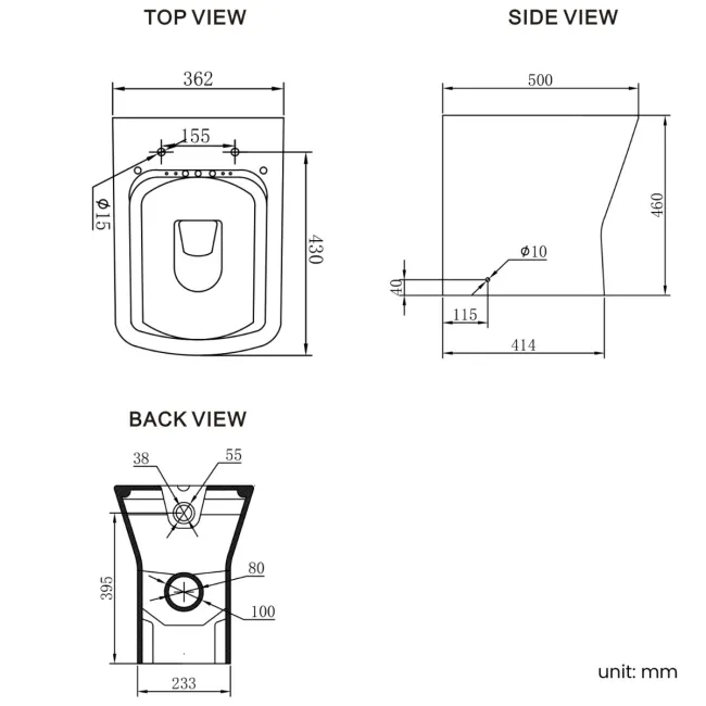 Atlanta Rimless Comfort Height Back To Wall Toilet With Premium Soft Close Seat