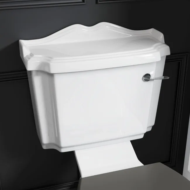 Lima Traditional Close Coupled Toilet With Graphite Grey Wooden Seat