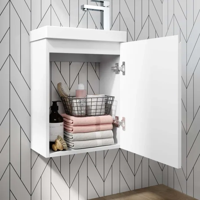 Trent Gloss White Cloakroom Wall Hung Basin Vanity 400mm