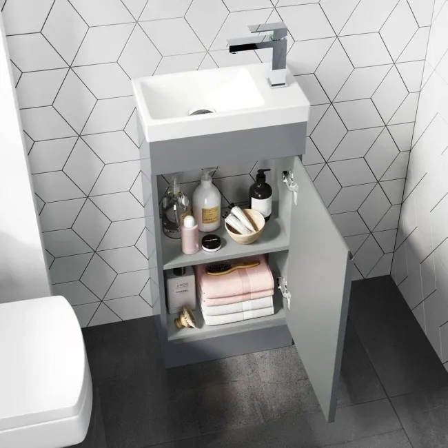 Trent Stone Grey Cloakroom Floor Standing Basin Vanity 400mm