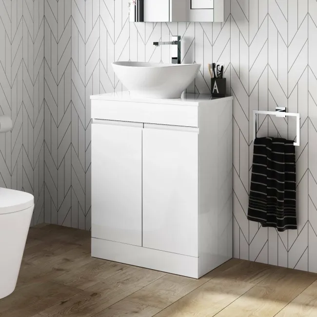 Trent Gloss White Vanity with Oval Counter Top Basin 600mm