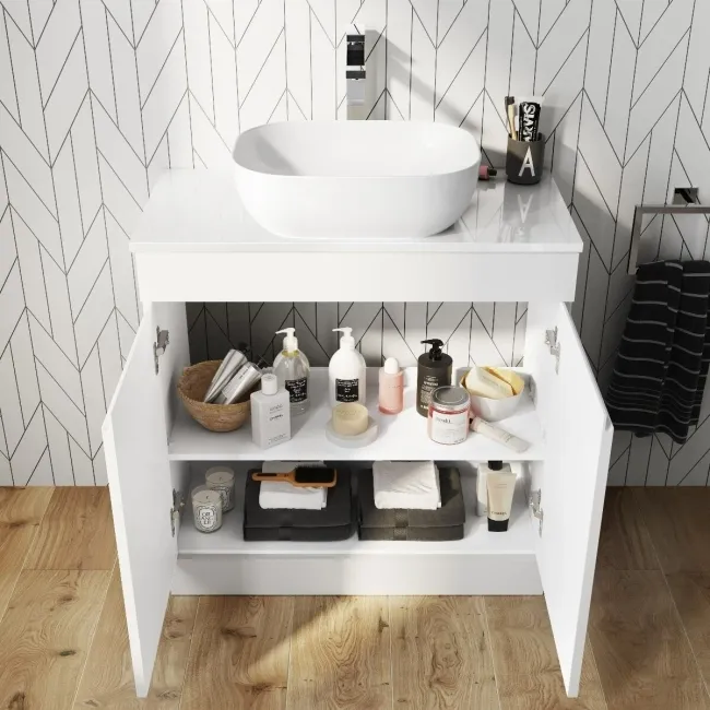 Trent Gloss White Vanity with Curved Counter Top Basin 800mm