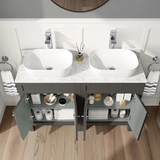 Bermuda Graphite Grey Cabinet with Marble Top 1200mm - Excludes Counter Top Basins