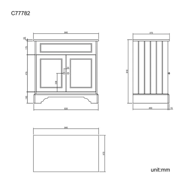 Lucia Graphite Grey Cabinet with Oak Effect Top 840mm - Excludes Counter Top Basin