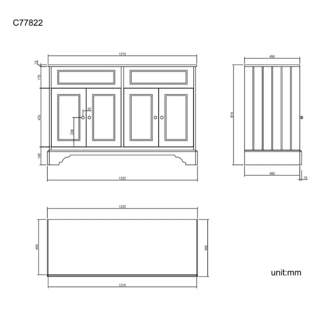 Lucia Inky Blue Cabinet with Marble Top 1200mm - Excludes Counter Top Basins