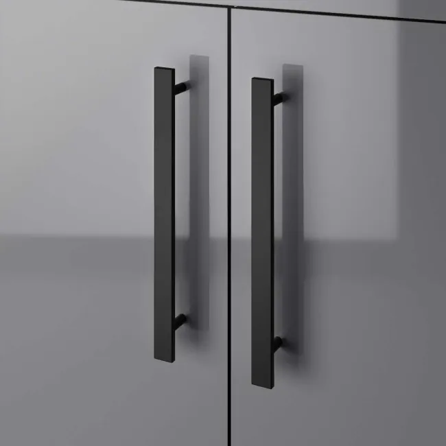 Avon Stone Grey Vanity with Marble Top & Curved Counter Top Basin 600mm - Black Accents