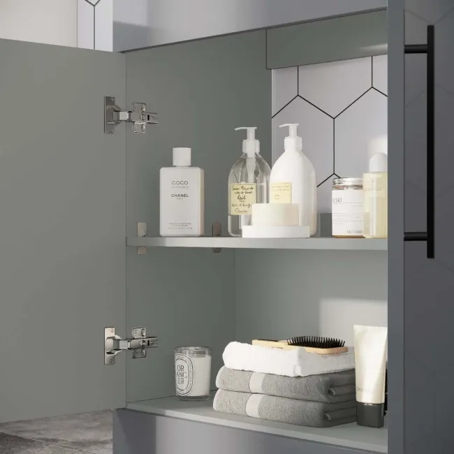 Avon Stone Grey Counter Top Vanity with Marble Top 600mm - Black Accents