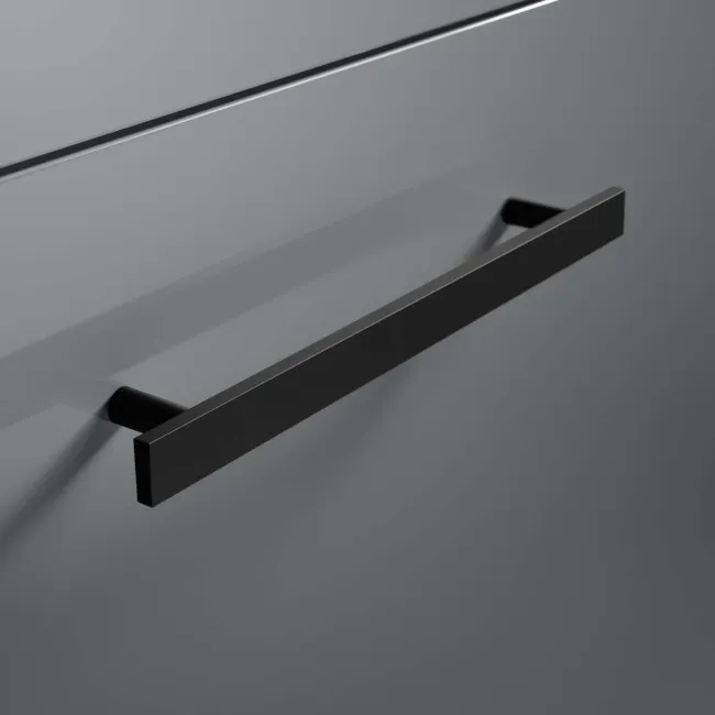 Avon Stone Grey Vanity Drawer with Marble Top & Oval Counter Top Basin 600mm - Black Accents