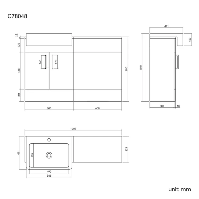 Harper Gloss White Basin Vanity and Back To Wall Toilet Unit 1200mm - Black Accents