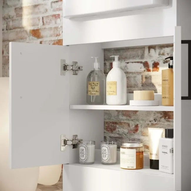 Harper Gloss White Vanity with Semi Recessed Basin 500mm - Black Accents