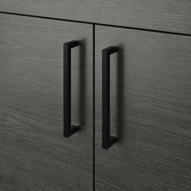 Harper Charcoal Elm Basin Vanity with Marble Top & Back To Wall Unit 1000mm - Black Accents