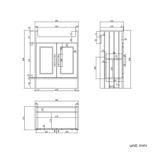 Monaco Dove Grey Combination Vanity Traditional Basin and Seattle Toilet 1500mm - Brass Knurled Handles