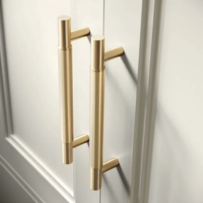 Monaco Chalk White Combination Vanity Basin with Marble Top and Boston Toilet 1500mm - Brass Knurled Handles