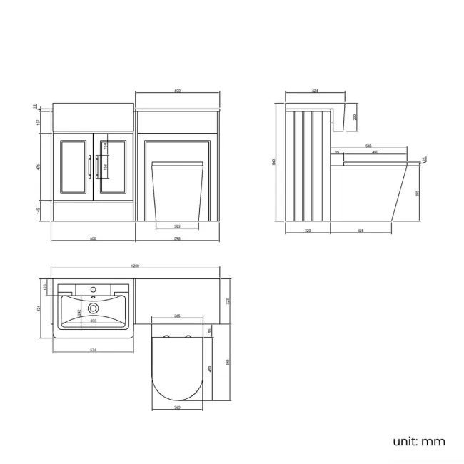 Monaco Midnight Green Combination Vanity Traditional Basin and Boston Toilet 1200mm - Brass Knurled Handles